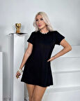 Modal Kumaş Mini Yarım Kol Elbise