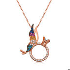 Gümüş Tek Taş Yüzüklü Kelebek Kolye