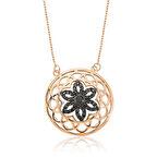 Gümüş Siyah Yaşam Çiçeği Kadın Kolye