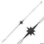 Gümüş Siyah Kutup Yıldızı Kadın Bileklik