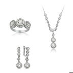 Gümüş Beyaz Taşlı Su Yolu Kadın Set