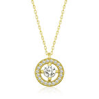 Gümüş Gold Minimal Yuvarlak Tektaş Kadın Kolye