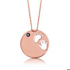 Gümüş El Ayak İzi Anne Kadın Kolye