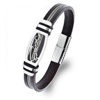  FM Atatürk İmzalı Çelik Halatlı Erkek Deri Bileklik 31834B17D2 