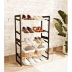 4 Katlı Ahşap Ayakkabılık 