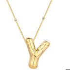 Gümüş Gold Balon Y Harfi Kadın Kolye