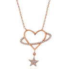 Gümüş Rose Kalp Yıldız Kadın Kolye