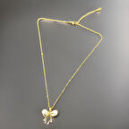 Her Tarza Uygun Fiyonk Detay 316L Antialerjik Gold Renk Çelik Kadın Kolye