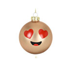 Yılbaşı Topu Emoji Kalpli Gözler Sarı Çap 8cm