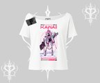 Kayık Yaka Tshirt Kawaii Cyberpunk Kız Japon Stil Baskı