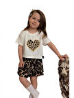 LEOPAR DESENLİ ETEKLİ KIZ TAKIM