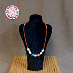 Uretti - Özlem 9422 8377 El Yapımı Turuncu Kristal Boncuk Ve Sıkma Doğal Taş Kolye