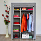 ELİT YANDAN RAFLI ÇELİK PROFİLLİ BEZ DOLAP - GRİ