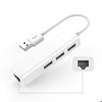 TriLine USB to RJ45 Ethernet + USB 3 Port HUB Çoklayıcı