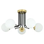 Trendylight Derin 5'Li Beyaz Cam Plafonyer Avize - Eskitme Siyah