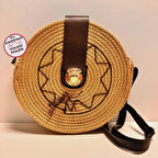 Uretti - Nuran 9092 - El Ürünü Kordon İp Çapraz Çanta 25cm - Kahverengi