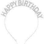 Periboia Gümüş Kristal Taşlı Happy Birthday Tacı