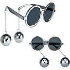 Periboia Disko Toplu Küpeli Parti Gözlüğü Gümüş Renk