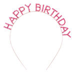 Periboia Pembe Kristal Taşlı Gold Happy Birthday Taçı