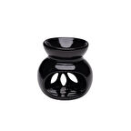 El Yapımı Küre Çiçek Oymalı Seramik Buhurdanlık Siyah