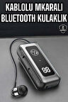 Kablolu Bluetooth Kulaklık Kulak İçi Stereo Mikrofonlu Dijital Göstergeli