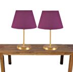 A&G Gold Gövdeli İkili Abajur Seti Kumaş Başlık