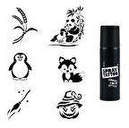 Anne Yavru Panda Spray Tattoo Geçici Dövme Seti Dark Siyah Sprey 
