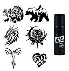 Doğa Modelleri Spray Tattoo Geçici Dövme Seti Dark Siyah Sprey 