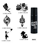 Sevimli Modeller Spray Tattoo Geçici Dövme Seti Dark Siyah Sprey 