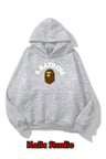 unisex Bape Baskılı oversize sweatshirt gri