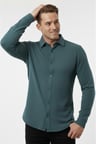 RizzUP Yeşil Slim Fit Örme Kumaş Likralı Erkek Gömlek – Nefes Alan Esnek ve Modern Tasarım 2602604