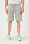 Erkek Fermuar Detaylı Şort Gri Melanj
