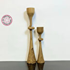 Uretti-Yaşar  3037 - El Yapımı Ahşap Burgu İkili Şamdan