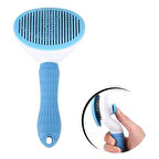 CT-STONES® Kedi Köpek Tüy Toplayıcı Kendini Temizleyebilen Ergonomik Saplı Evcil Hayvan Tarağı Mavi