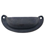 Antika Tarz Dekoratif Pirinç Düz Tas Kapı Kulbu - 37x87 mm, Oksit TdrTr