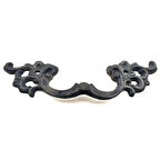 Antika Tarz Dekoratif Pirinç Çiçek Kapı Kulbu - 44x148 mm, Oksit TdrTr