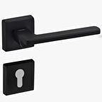 DOĞANLAR PERA MAT SİYAH ROZETLİ KAPI KOLU TAKIM-Yale Kol