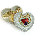 Uretti - Hülya 6683 5817 El Yapımı Kalpli Dekoratif Kapaklı Mini Kutu / İnci Beyazı