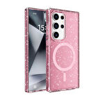 Galaxy S25 Ultra Kılıf Magsafe Şarj Özellikli Parlayan Simli Saydam Renkli Redclick Allstar Kapak