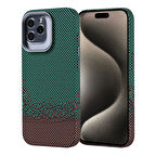 Apple iPhone 15 Pro Kılıf Magsafe Şarj Özellikli Karbon Fiber Görünümlü Redclick Nekst Kapak