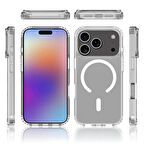 Apple iPhone 17 Pro Max Kılıf M-safe Şarj Özellikli Şeffaf Sert PC Redclick Embos Kapak