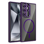 Galaxy S24 Ultra Kılıf Standlı ve Kamera Lens Hediyeli M-Safe Şarj Özellikli Redclick Etro Kapak