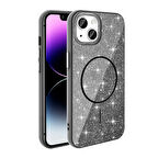 Apple iPhone 13 Kılıf Magsafe Şarj Özellikli Parlayan Simli Redclick Okso Kapak