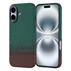 Apple iPhone 16 Kılıf Magsafe Şarj Özellikli Karbon Fiber Görünümlü Redclick Nekst Kapak