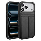 Apple Uyumlu iPhone 17 Pro Max Kılıf PU Deri Kartlıklı Redclick Sevilla Kapak