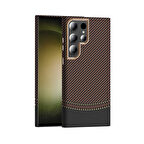 Samsung Galaxy S24 Ultra Kılıf Magsafe Şarj Karbon Fiber Görünümlü Hafif Sağlam Gros Kapak