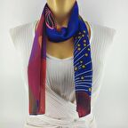 PAREDORA Floral Gece Mavisi Uzun Fular