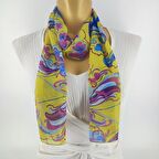 PAREDORA Floral Limon Pembe Uzun Fular