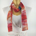 PAREDORA Etnik Çizgili Kırmızı Uzun Fular