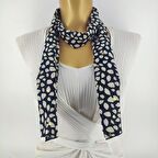 PAREDORA Yapraklar Siyah Beyaz Uzun Fular